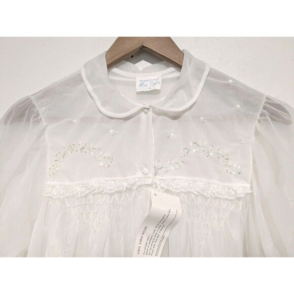 NOS 1960’s Double Chiffon Peignoir Robe Bridal Lounge MISS SIREN Sheer S White - Picture 3 of 4